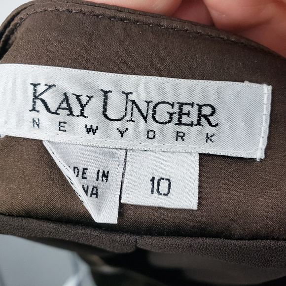 KAY UNGER New York Striped Mid-length Silk Skirt - Picture 4 of 7